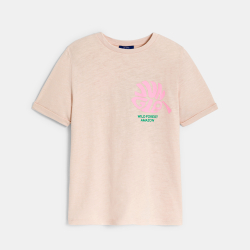 تيشيرت بطبعة في الأمام والخلف باللون البيج